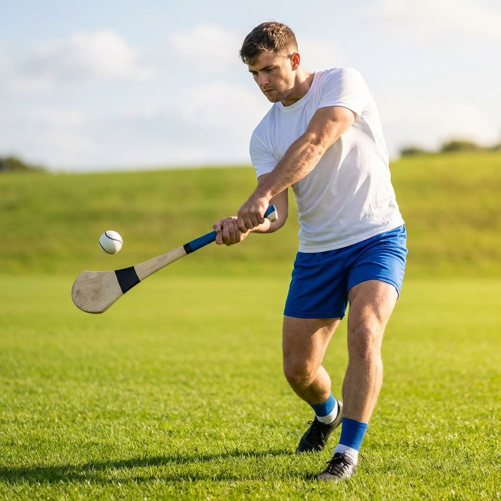 Ash Hurling Stick with custom grip colours, ideal for indoor and outdoor sports
