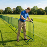 Football pitch barrier made of galvanised steel for club grounds