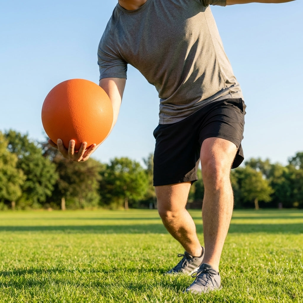 Indoor shot put ball with rubber casing for school use