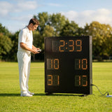 Electronic cricket scoreboard with bright LED display