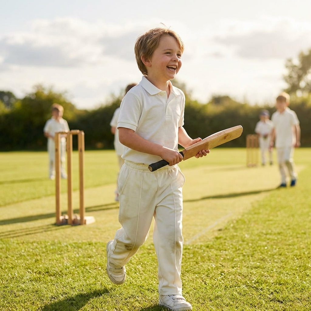 Kids cricket whites apparel in polyester, available in various sizes