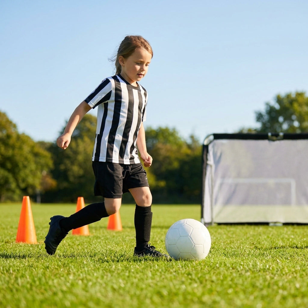 Junior football shirt in black and white stripes, sportswear