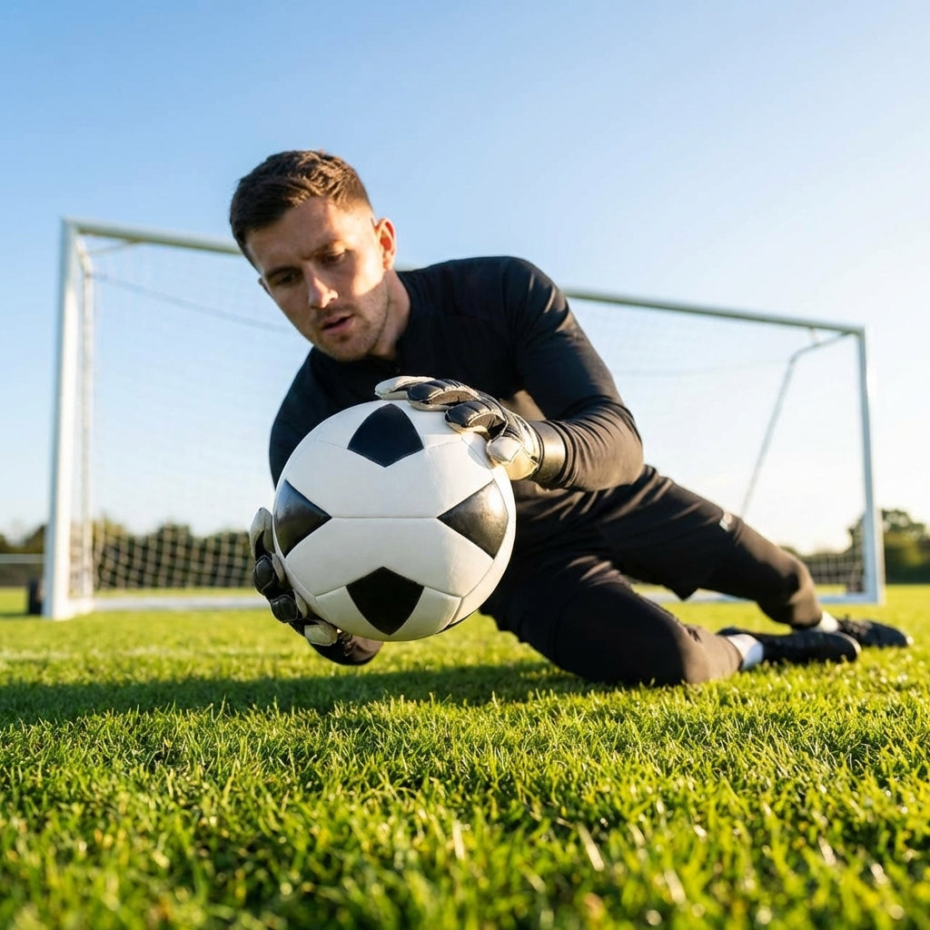 Weighted football in black and white, perfect for goalkeeper training