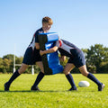 Rugby Tackle Shield in bright fluro yellow with padded straps, ideal for training