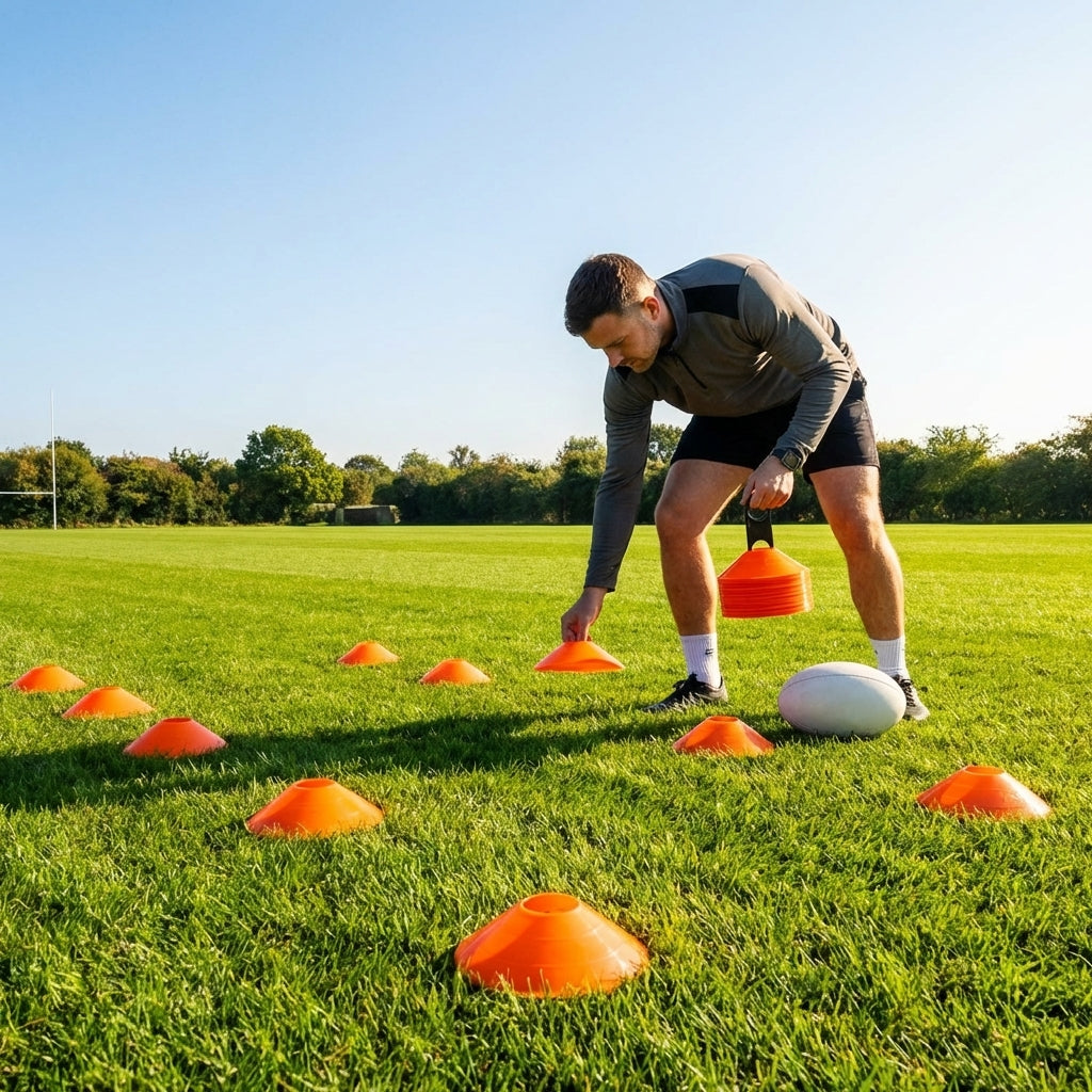 Rugby Training Marker Cones in multiple colours with cone stand