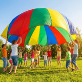 Colourful kids parachute with handles for indoor and outdoor games