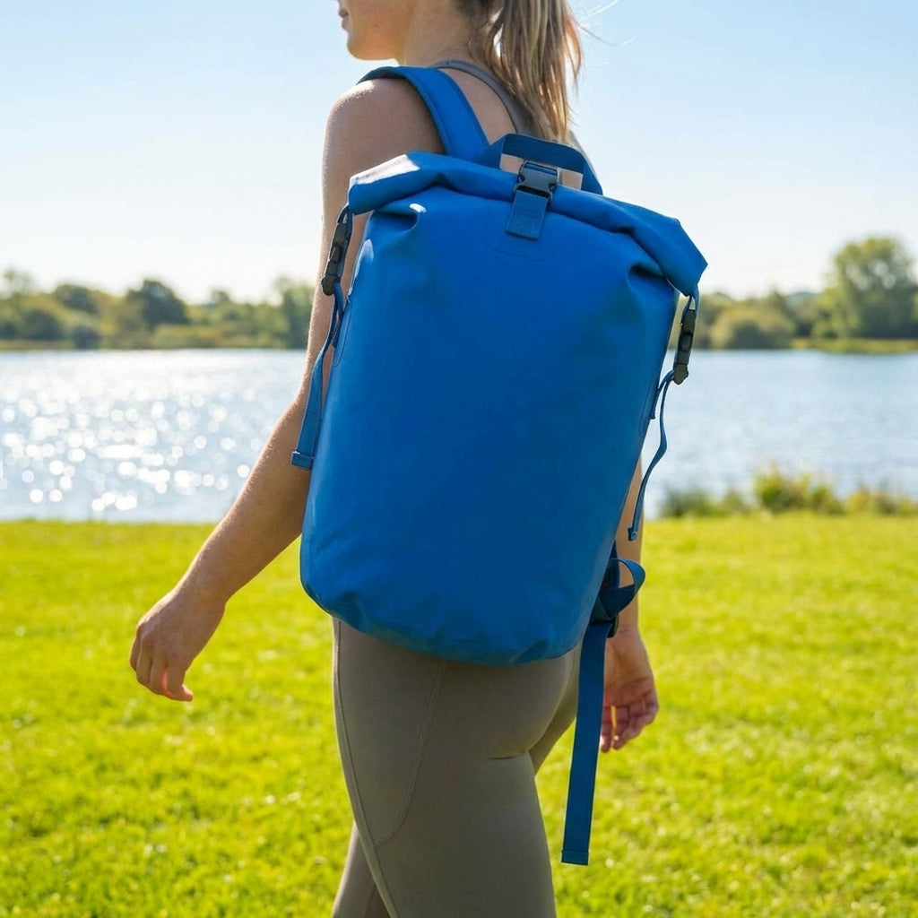 Waterproof dry bag rucksack, 10L capacity in orange, ideal for outdoor sports