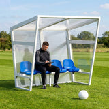 Heavy duty aluminium team shelter with moulded seats