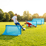 Folding football goal with aluminium frame and high-impact net