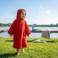 Cotton Towel Poncho in Red, Aqua Blue, and Black for Beach and Pool Use