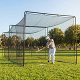 Baseball Batting Cage Net in black, 55ft length, durable for outdoor training