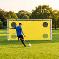 Football goal target sheet with bright yellow banding for training