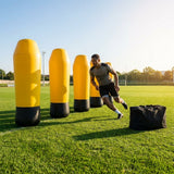 High-visibility American football training dummies in yellow PVC