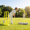 Plastic Cricket Stumps in vibrant yellow with base and bails