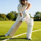Junior cricket batting gloves with leather palm and mesh ventilation