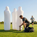 Inflatable football mannequins available in multiple sizes for training use