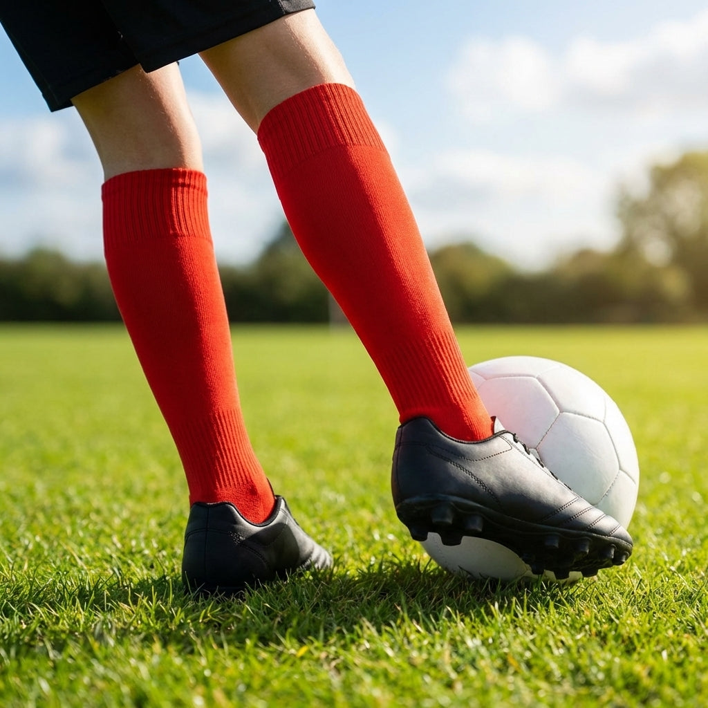Football socks in various sizes and colours for players