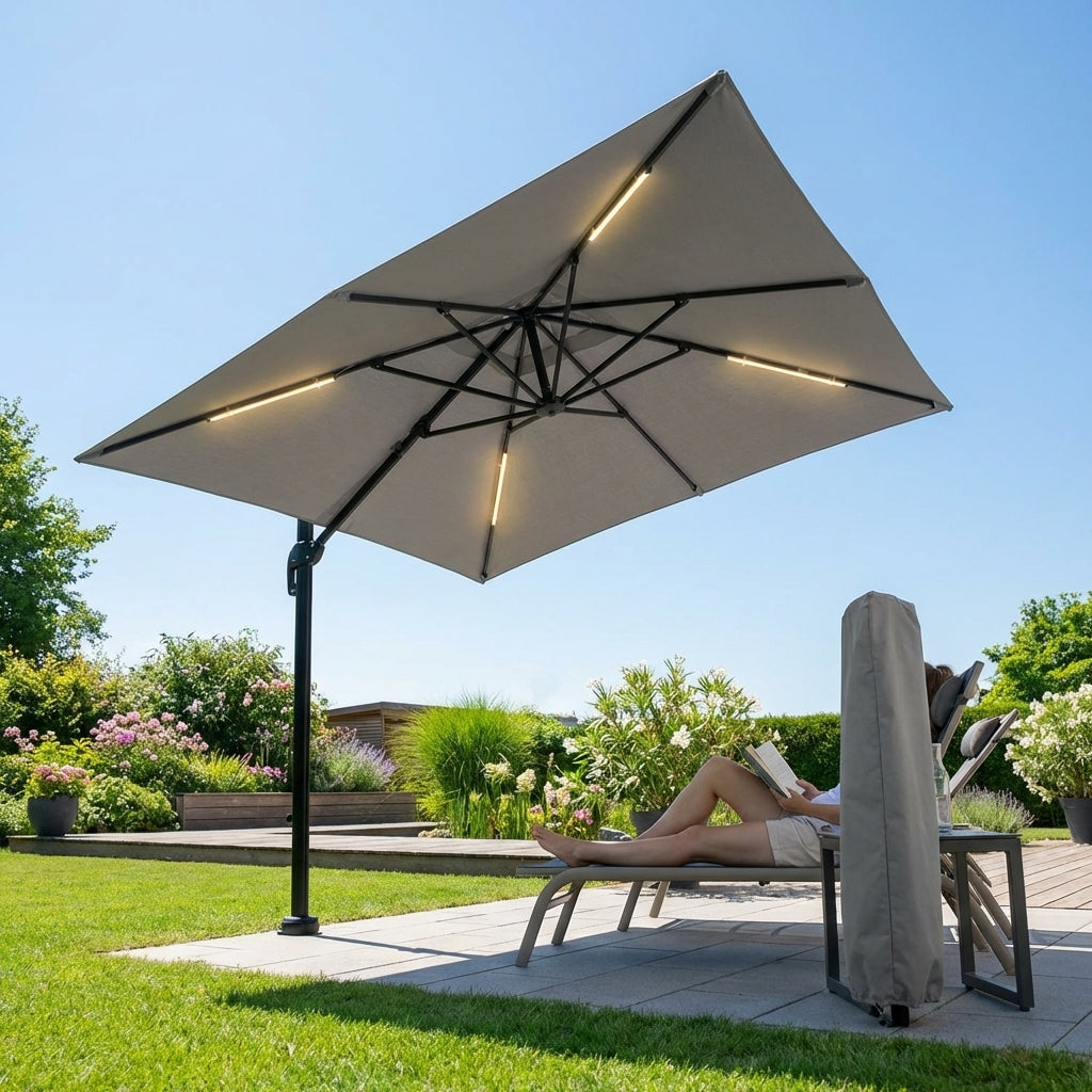Cantilever garden parasol with 3m UV30+ canopy and steel frame