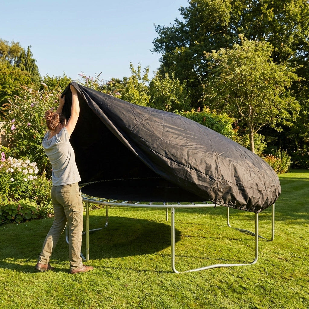 Black durable PE trampoline cover for garden protection