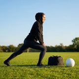 Black ladies football hoodie, cotton polyester blend