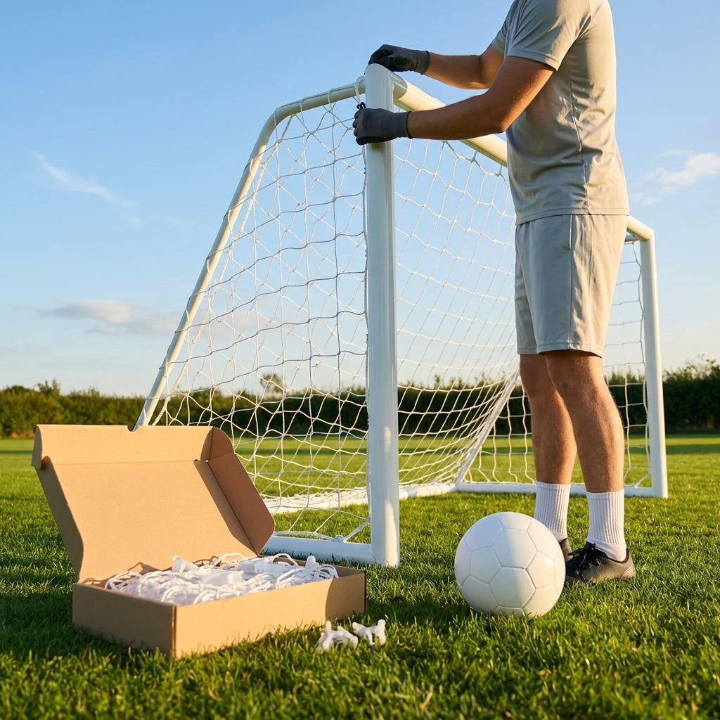 Replacement goal net for 8x6ft football goals in white HDPE