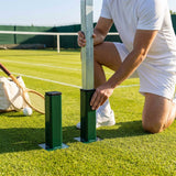 Steel tennis post ground sockets, available in round and square designs