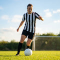 Women's striped football shirts in various colours and sizes