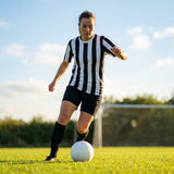 Women's striped football shirts in various colours and sizes