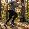 Men's compression base layer leggings in black, royal blue, and navy blue