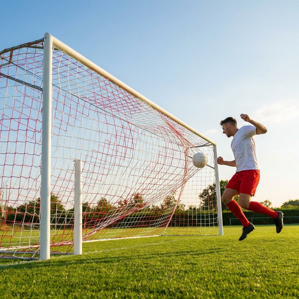 Multi-colour football goal nets for full-size goals