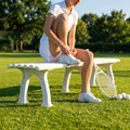 Replacement bench parts for tennis courts, available in various colours