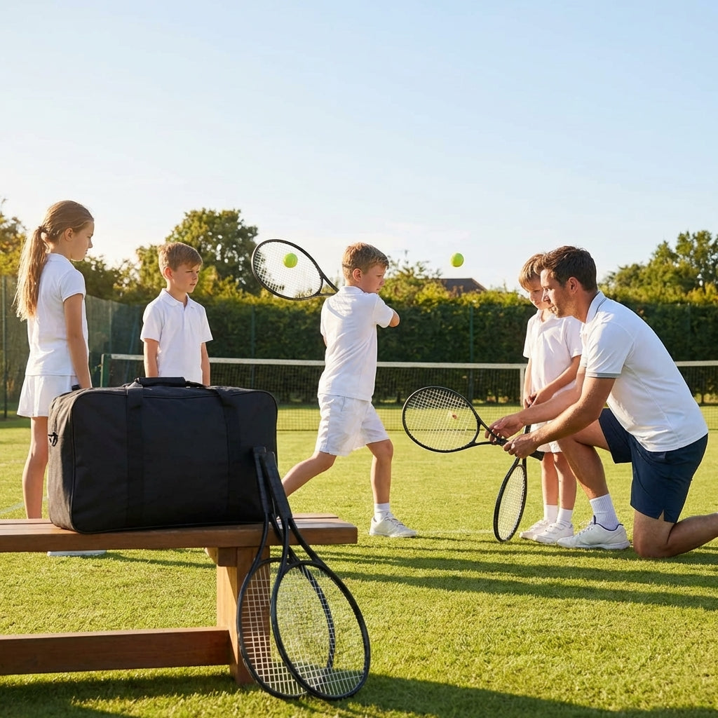 Tennis racket and bag set with aluminium rackets for coaches and players