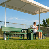 Aluminium tennis court bench in green for tournament use