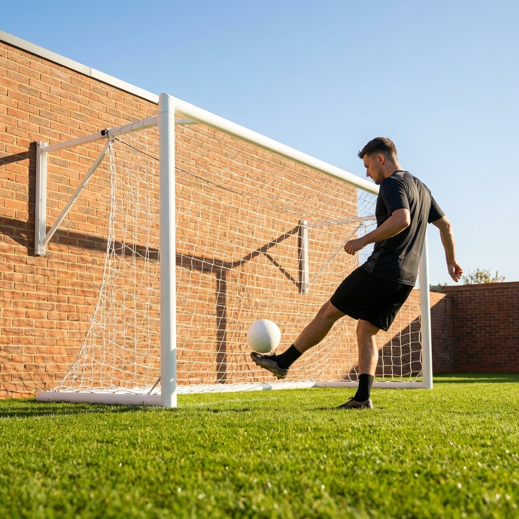 Aluminium football goal with folding mechanism