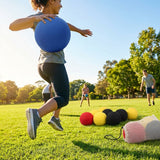 7in cloth dodgeball in red, blue, and yellow/black, perfect for indoor sports