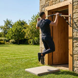 Adjustable doorway pull up bar for home gym exercises