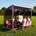 Mobile team shelter with aluminium frame for sports pitches