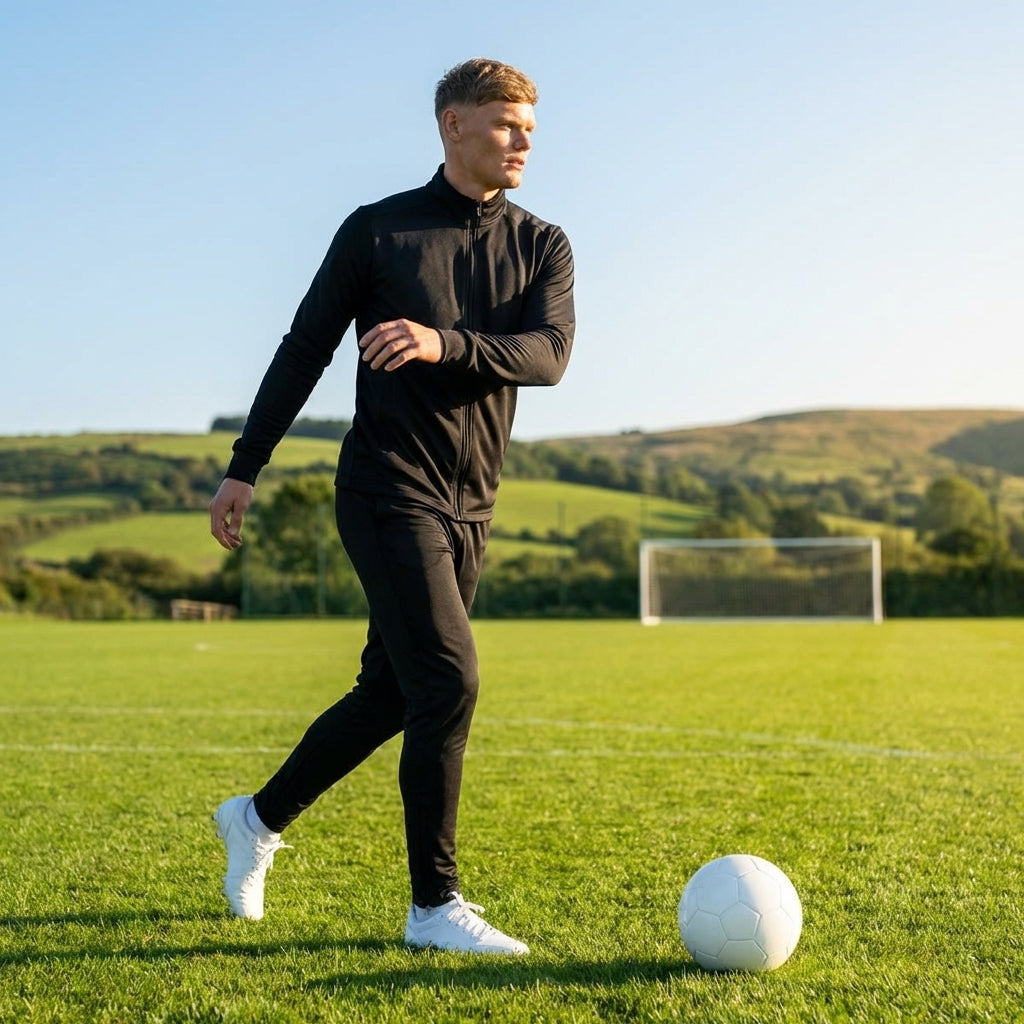 Men's full zip tracksuit in black and navy blue