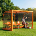 Fixed team shelter with aluminium frame and polycarbonate panels for sports