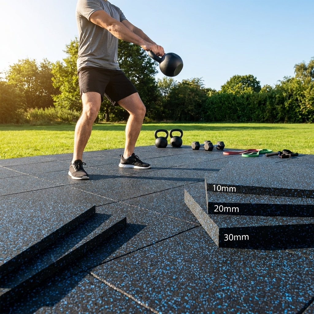 Rubber Gym Flooring Mats in various thicknesses and colours