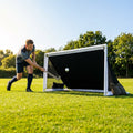 Pop up hockey goals with durable steel frame for indoor and outdoor use