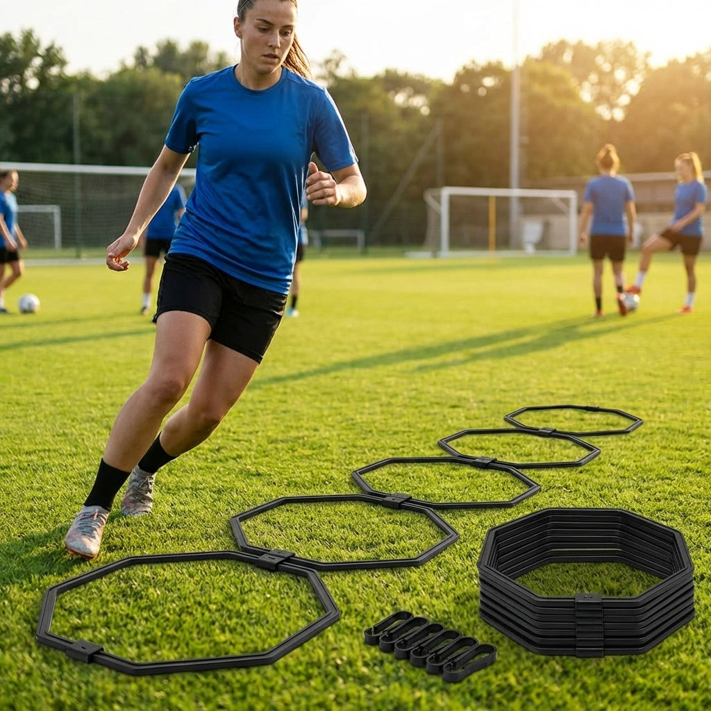 Agility Training Rings Pack of 6 with carry bag and clips