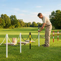 Plastic post and chain set for soft grounds, available in 5 colours