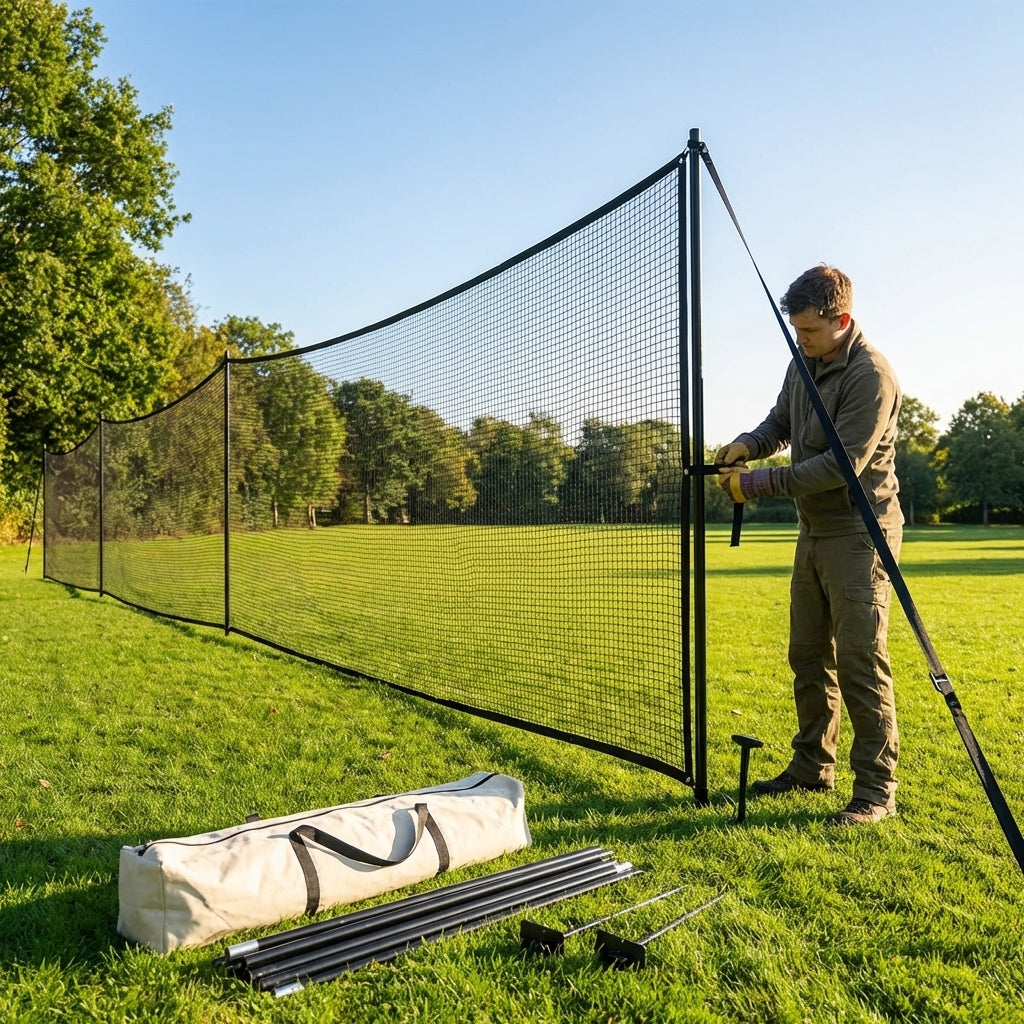 Removable anti-litter net system with steel posts