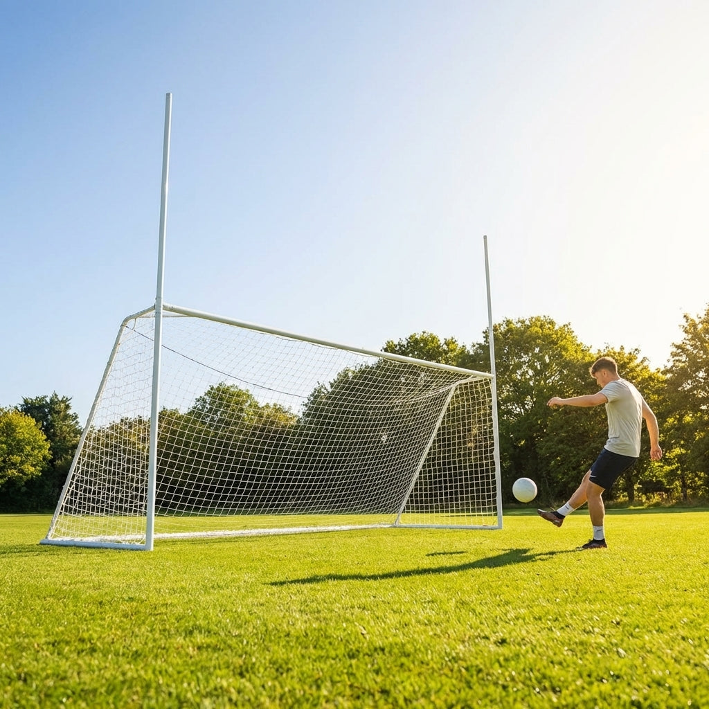 Aluminium football goal 21x8ft with HDPE net for outdoor sports