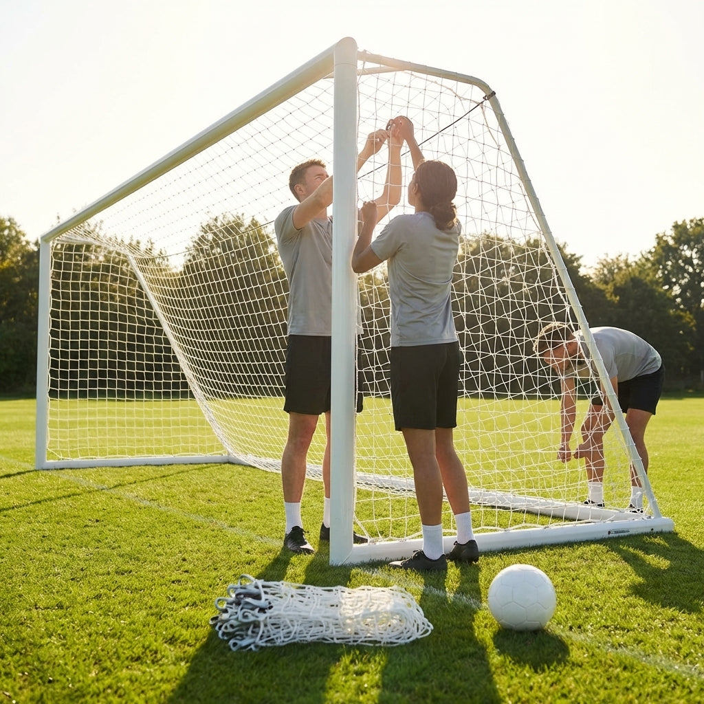 Football goal nets 24 x 8 ft, durable HDPE for clubs and schools
