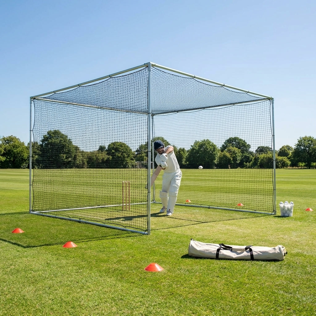 Cricket nets made from HDPE, available in various sizes for indoor and outdoor use