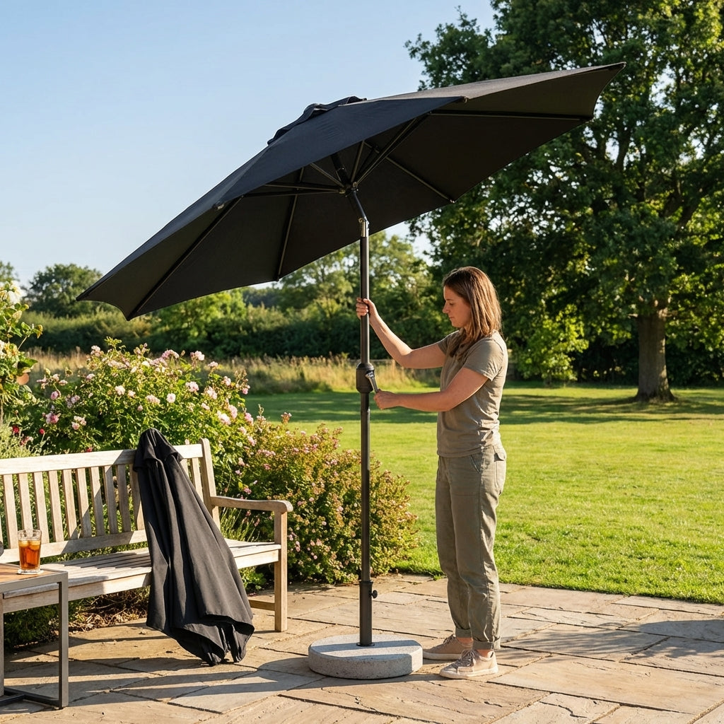 Garden Parasol 2.7m with steel frame and UV protection
