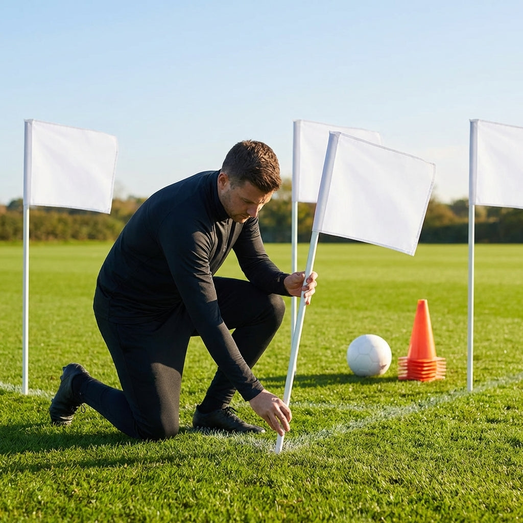 Customisable football corner flags in various colours and weatherproof design
