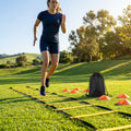 Speed agility ladder with fluorescent yellow rungs for football training